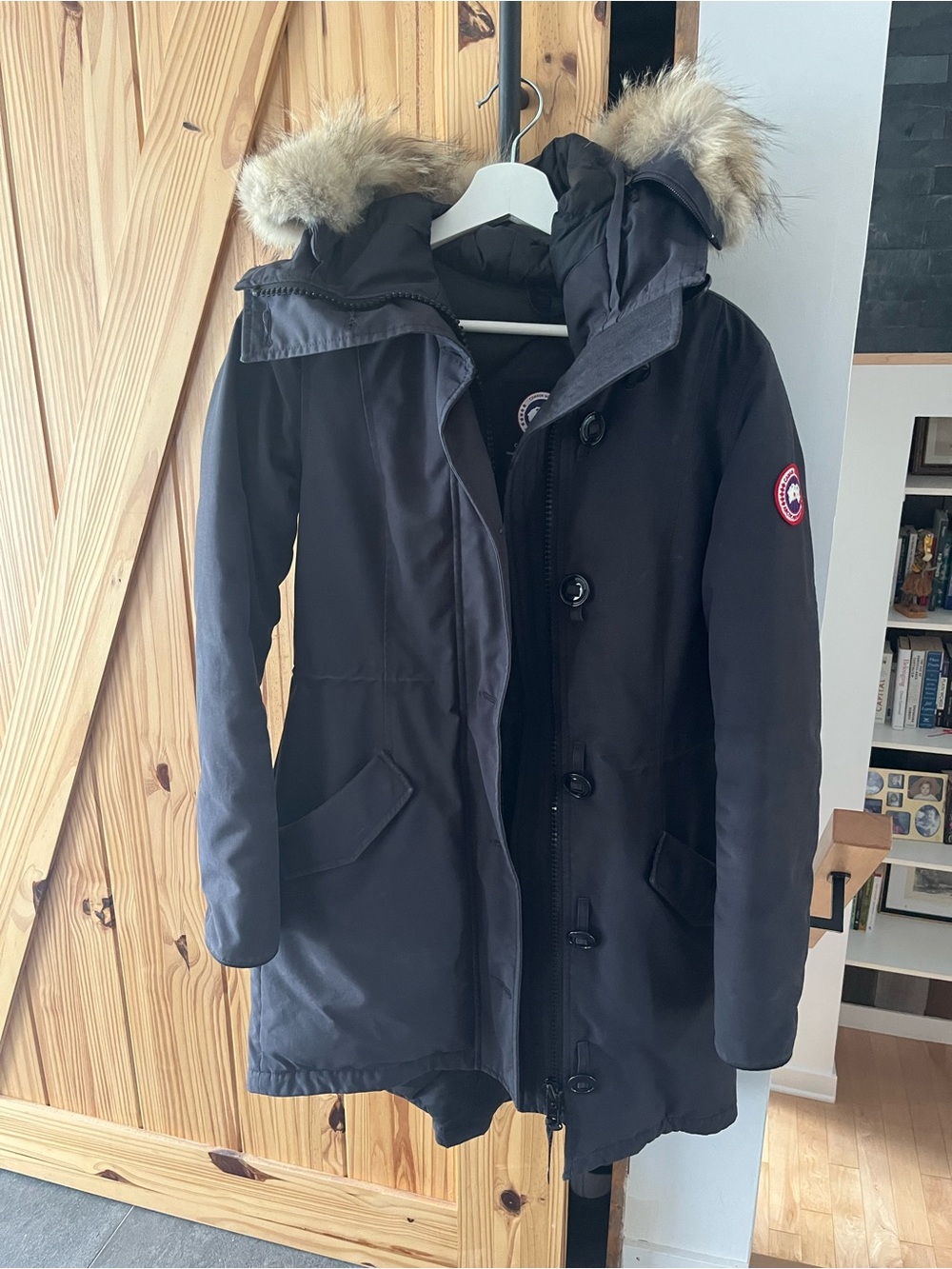 Canada Goose Navy Blue Women's Parka with Fur-Trim Hood (removable fur-trim)